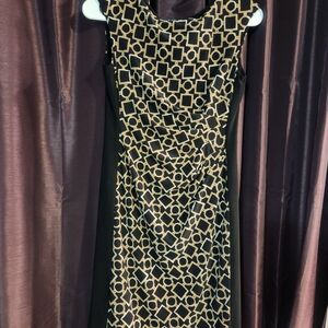 Lauren Ralph Lauren Black Gold Chain Print Dress Quiet Luxury Glam